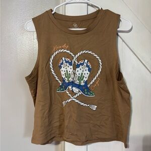 Howdy Cowboy Brown Tank Top